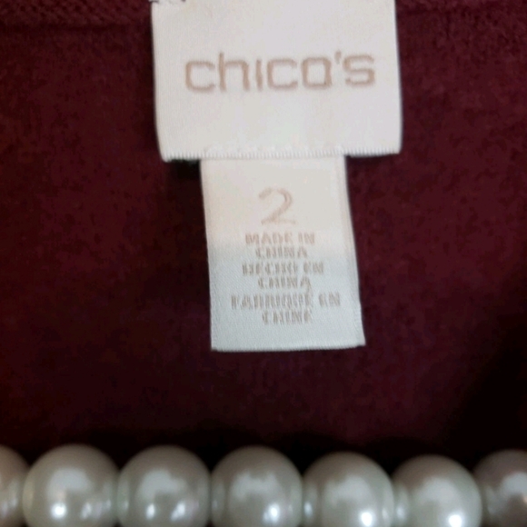 Chicos 2 100% Boiled Wool Asymmetric Zip Burgundy Sweater Jacket XL - Picture 7 of 8